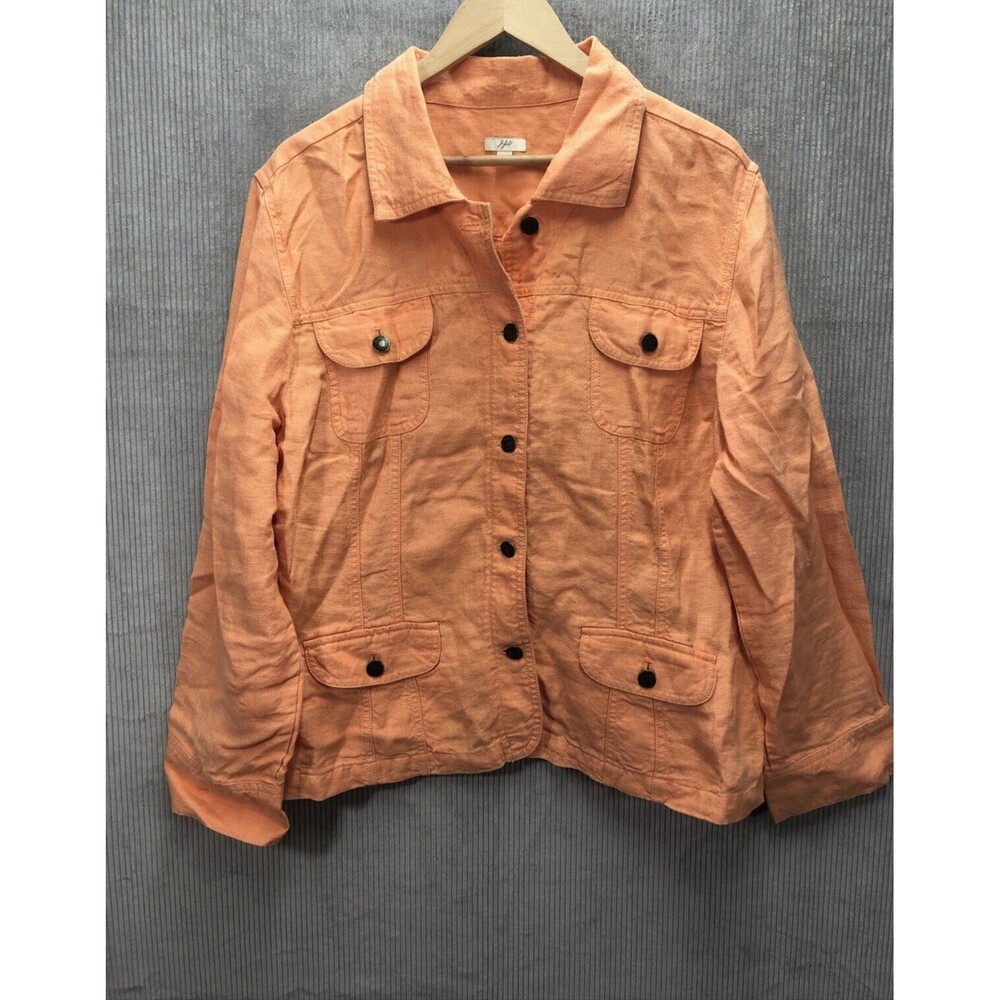 J.Jill Linen Jacket Size XL Peach Summer Spring Early Fall